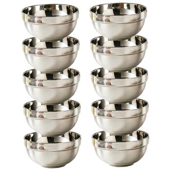 Мисок з нержавіючої сталі, двостінні ізольовані металеві миски, небиткі миски для рису, пластівців, морозива, гарячих та холодних страв, нержавіюча сталь для дітей, 10