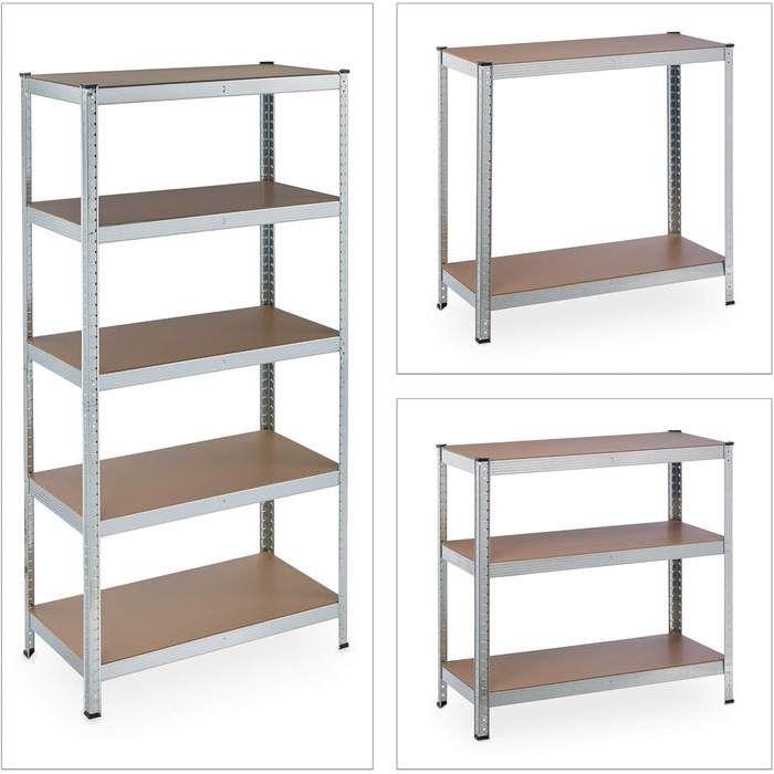 Міцний стелаж Relaxdays, оцинкований, 5 полиць, 180x90x45 см, сріблястий Полиця для зберігання у підвалі, вантажопідйомність 875 кг, сталь, вставне складання