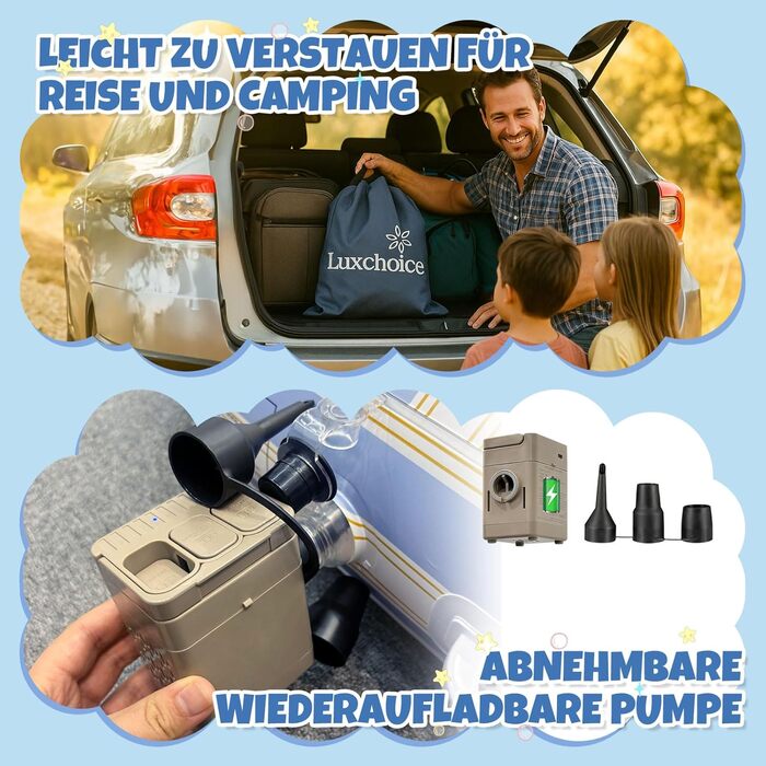 Дорожнє ліжечко/дитяче ліжко з електричним повітряним насосом - Надувне дитяче ліжко з піднятими захисними бортиками, м&39якою флокованою поверхнею, портативне для подорожей, ночівлі та домашнього використання (1 особа)