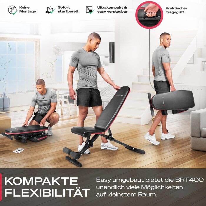 Складана силова лава Sportstech для домашнього використання, похила та плоска лава 40-в-1 з жимовою лавою, тренажер для спини, жим лежачи, німецький якісний бренд, безпечна система регулювання, BRT400