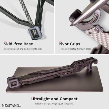 Складана підставка для ноутбука з карбону, портативна, 7 рівнів регулювання висоти, ергономічна. Підвищення для ноутбука на стіл для MacBook та інших моделей., 1