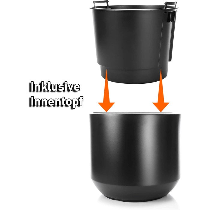 Квітковий горщик BigDean Style ø 40 см, антрацитовий, зі знімним внутрішнім горщиком - всепогодний квітковий горщик з ударостійкого пластику - великий горщик, підходить для використання на вулиці та в приміщенні ø 40 см