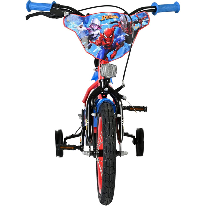 Дитячий велосипед Volare Spider-Man 14 дюймів 3,55 років Ручні та американські гальма, додаткові колеса, захист ланцюга, світловідбивачі Регульоване сідло Подарунок для хлопчиків та дівчаток