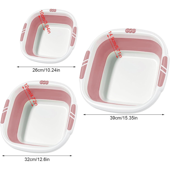 Складаний умивальник - Миска Портативна ванна для миття обличчя, одягу, ніг, замочування, кемпінгу, прання, рожева