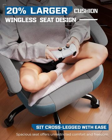 Тканина для ігрового крісла LUCKRACER, офісне крісло з підлокітниками, подушка з піни з ефектом пам&39яті, кут нахилу 90155 та підставка для ніг, міцна функціональна тканина, сірий колір