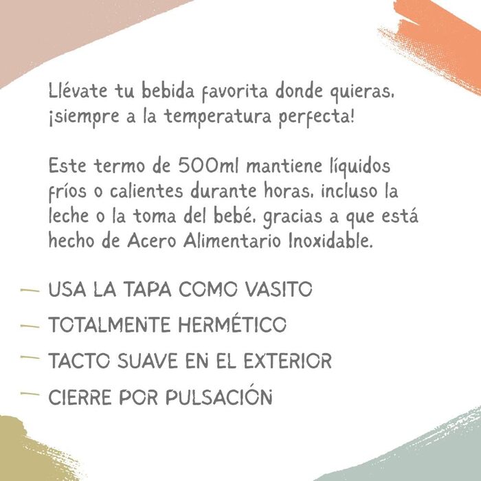 Термопляшка Miniland Thermy Candy 500 мл. Високоякісна термопляшка з нержавіючої сталі для збереження рідин гарячими або холодними більше 24 годин.