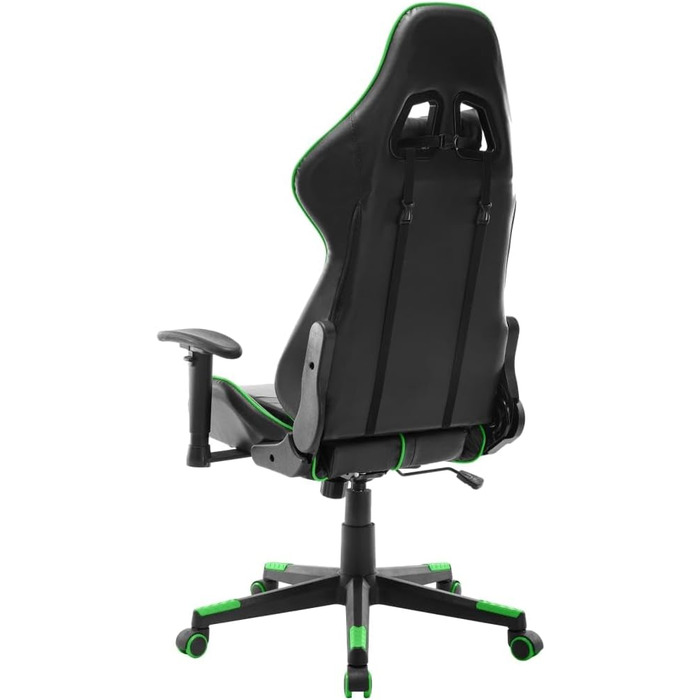 Ігрове крісло чорно-зелене зі штучної шкіри