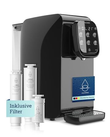 Система зворотного осмосу VILTARO для питної води чорна, 5-ступінчаста система фільтрів, 6 температурних рівнів, мобільна без підключення до води система зворотного осмосу Осмотичний фільтр для води фільтр від вапняного нальоту фільтр для питної води