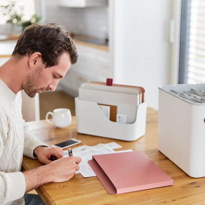 Набір Rotho MYPAPER для архівування документів MY PAPER Plus, набір, що складається з органайзера для документів та системи для архівування з роздільниками, пластик, білий з синіми папками Білий/Синій