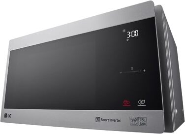 Мікрохвильова піч LG MS2595CIS з технологією Smart Inverter, ємність 25 літрів, 1000 Вт, автоматичні програми, регульовані рівні потужності та функція EasyClean, мікрохвильова піч Silver Solo з нержавіючої сталі Silver 2