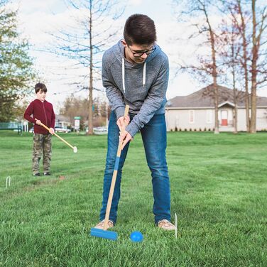 Крокетна гра для 2-4 гравців, набір для крокету з сумкою, дерев&39яна іграшка для дітей та дорослих, гра для всієї родини на свіжому повітрі, гра на спритність
