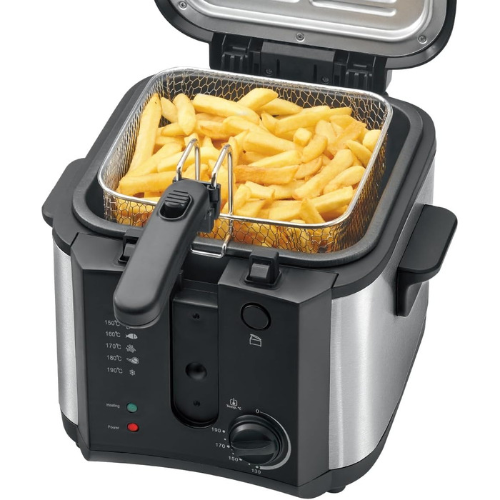 Фритюрниця Clatronic з місткістю олії/жиру 2.5 л Фритюрниця з контейнером для олії з антипригарним покриттям Frying Eye з 2 світловими індикаторами З оглядовим вікном і фільтром для запахів і жиру ФР 3649