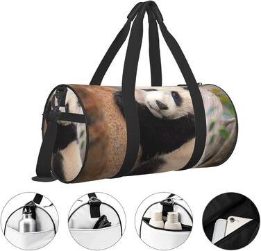 Спортивна сумка, дорожня сумка, милий принт панди, сумка для ночівлі, чорна, універсальний розмір, сумка для подорожей