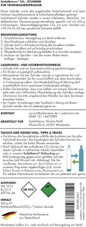 Преміальний 60-літровий циліндр CO2 для SodaStream (крім QC), Aarke тощо Нові та вперше заповнені в Німеччині Натуральна вугільна кислота для 2 шт. 60л TV до 2032 року 425 г, 2 шт.