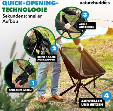 Складане кемпінгове крісло Надлегке Маленький розмір у упаковці Складане Легке Компактне Вантажопідйомність до 150 кг Рибальське крісло Складане крісло Кемпінгове крісло - Піший туризм Риболовля Фестиваль Кемпінг Відпочинок На природі Чорний