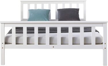 Ліжко Homestyle4u з масиву дерева 140x200 з рейковою основою, узголів&39ям, біле, двоспальне ліжко, каркас ліжка, соснова деревина, 140 x 200 см, білий