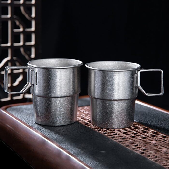 Кавова кружка Ti Coffee Mug 300 мл зі складною ручкою, що штабелюється для кемпінгу на свіжому повітрі, легка, стійка до іржі, нековзка ємність для пиття, матова