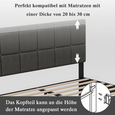 М&39яке ліжко Z-hom 120x200 см, двоспальне ліжко, висота 32,5 см, дерев&39яна основа, узголів&39я з регульованою висотою, компактна упаковка та легке складання 120*200 см