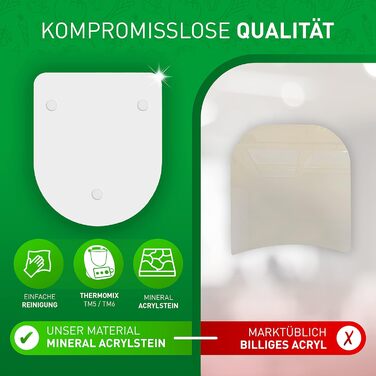 Розсувна дошка FLIPLINE для Thermomix TM6 / TM5 біла AirSlide з мінерального акрилового каменю (ніжки TEFLON) Noble Slider - переміщення без зусиль - роликова дошка Thermomix Glides