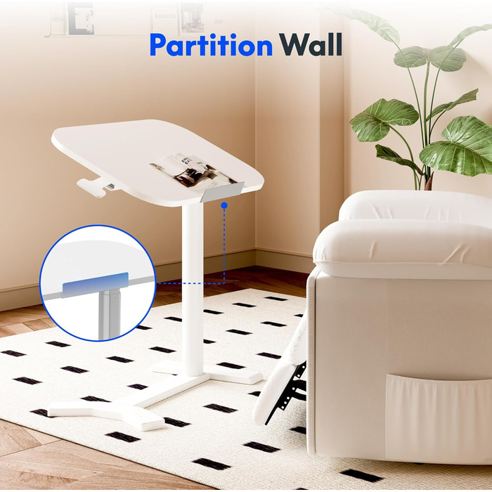 Приставний столик FLEXISPOT H5 - Гнучкий столик для ноутбука та ліжка з похилою стільницею, регульований по висоті та мобільний, ідеально підходить для дивана, ліжка та читання (білий) 60 x 40 см Білий біла рама (інструкція)