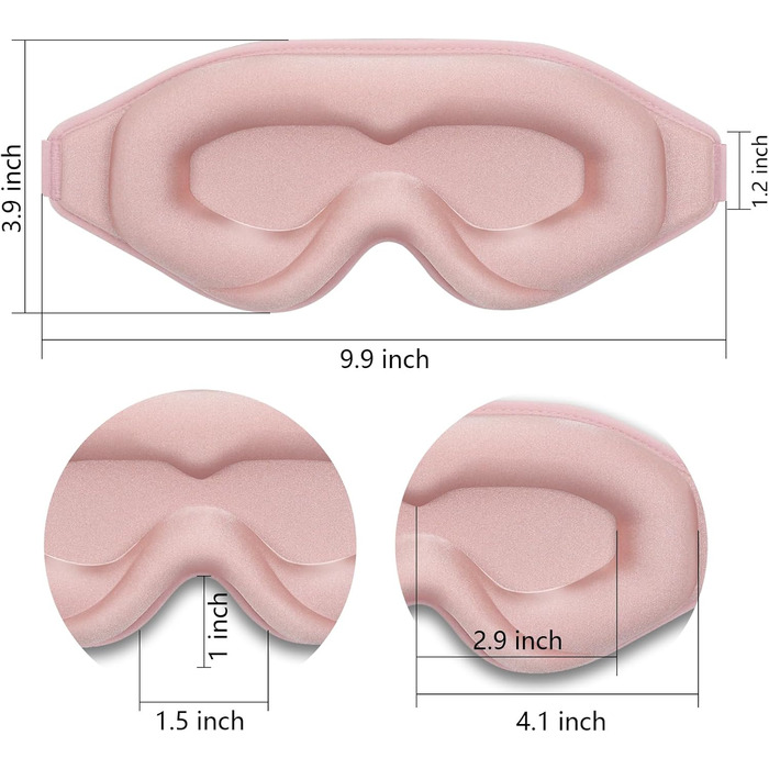 Маска для сну, 100 світлонепроникна маска для сну, 3D накладки на очі з регульованим ремінцем, піна з пам'яттю, нічна пов'язка для