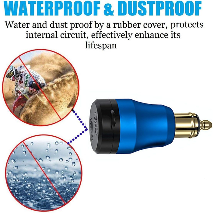 Алюмінієвий 30-ватний зарядний пристрій з DIN-роз'ємом живлення для типу C та швидкої зарядки USB 3.0 Мотоцикл DIN адаптер водонеп