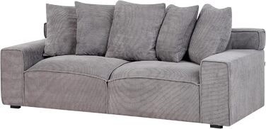 Місний диван Beliani, оббивка з темно-сірої вельветової тканини, 5 декоративних подушок, широкі підлокітники, Віскан, 3-