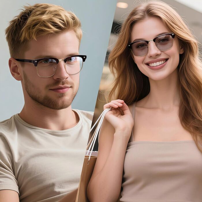 Окуляри Joopin з напіврамкою фотохромні лінзи з фільтром синього світла, TR90, коричневі