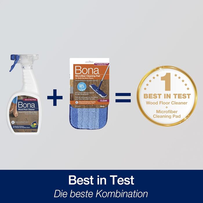 Набір чохлів для швабр Bona з 3 чохлами для швабр, ганчіркою для підлоги, мікрофібровою подушечкою для чищення з двозонним дизайно