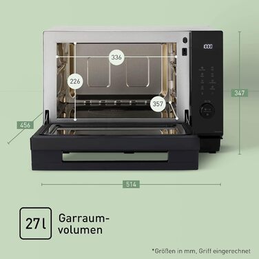 В-1 комбінація мікрохвильової печі та гриля, планшет, 27 літрів, 1000 Вт, приготування на двох рівнях, сенсор Genius, 32 автоматичні програми, піддон для гриля, легко миється, чорний з верхнім/нижнім нагріванням (простір для приготування їжі 27 л), 59NMET