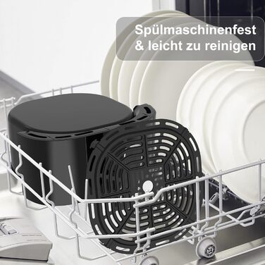 Аерофритюрниця Wellent 4.3 л з оглядовим вікном, фритюрниця для фритюрниці з сенсорним екраном, 8 функцій приготування, можна мити в посудомийній машині, енергозбереження, без олії та приготування з низьким вмістом жиру 4.3 л