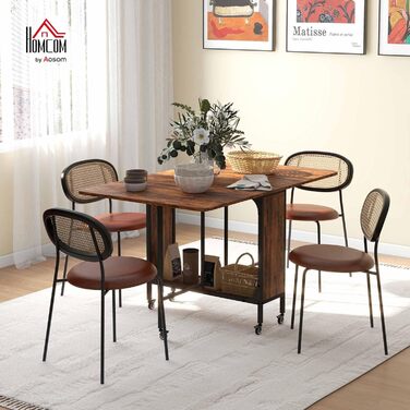 Розкладний обідній стіл HOMCOM, мобільний розкладний стіл з відкритою полицею, обідній стіл, кухонний стіл для невеликих приміщень, кухня, їдальня, 130 x 80 x 74 см, рустикальний коричневий