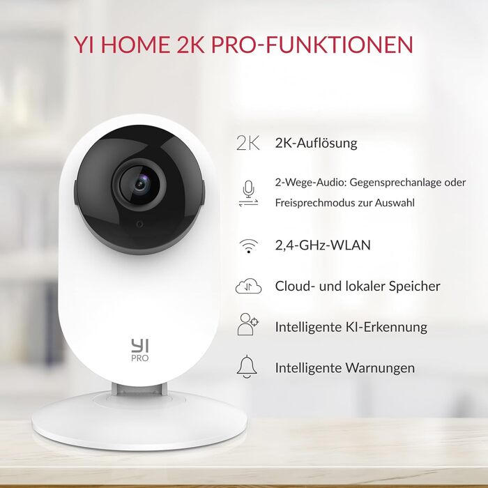 2K Indoor Surveillance Camera with AI Person Detection, Motion Detection, Push Notification, Two-Way Audio, for Baby Monitor, Pet, Works with Alexa and Google Assistant, 2K Indoor Surveillance Camera with AI Person Detection, Motion Detection, Push Notifi