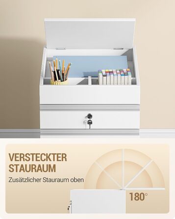 Контейнер на колесах Hzuaneri, шафа для документів, офісна шафа, що замикається, з 3 шухлядами, додаткове місце для зберігання зверху, шафа з шухлядами для формату DIN A4, Letter, для офісу, домашнього офісу, 40 x 40 x 70 см Білий FC41003XV1