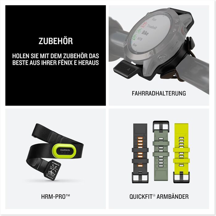 Розумний годинник для різних видів спорту, 1,3-дюймовий AMOLED-сенсорний/кнопковий дисплей, до 16 днів роботи від акумулятора, понад 80 спортивних програм, топографічні карти, музика, сповіщення. fenix E 47mm Чорний/Сірий, 47mm