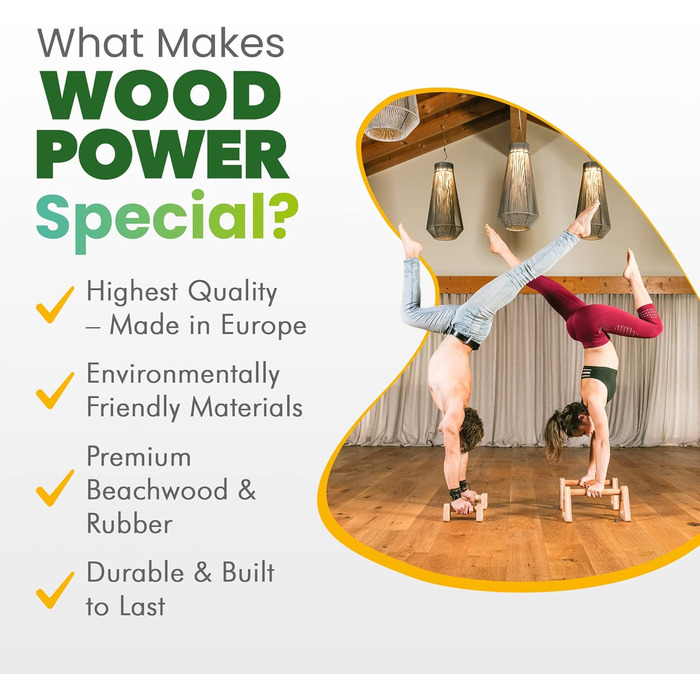 Дерев&39яні паралелети WOODPOWER PowerBars для віджимань, дерев&39яні ручки для віджимань, стійка на руках, йога та калістеніка, нековзні, для використання в приміщенні та на вулиці, безпечні для суглобів, НАБІР (XS XL) чорного кольору