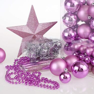 Різдвяні кульки 77 шт рожеві Deuba