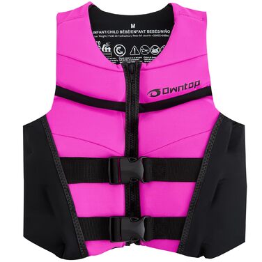 Рятувальний жилет Owntop для підлітків та дітей Легкий неопреновий рятувальний жилет Регульований рятувальний жилет з подвійними пряжками безпеки для плавання, каякінгу, веслування та риболовлі, рожевий M (30-40 кг)