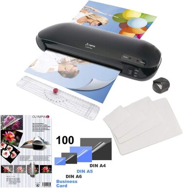 Ламінувальний набір преміум-класу OLYMPIA A 230 Plus 4-в-1 з тримером, закруглювачем кутів, формат до DIN A4, 100 різних пакетів