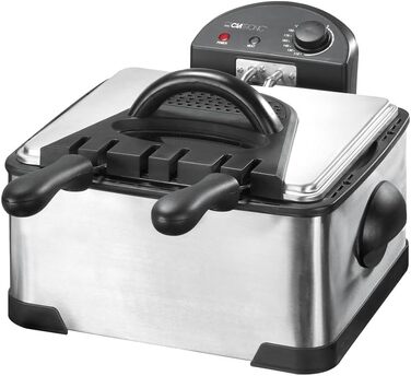 Фритюрниця Clatronic Double Cold Zone FR 3195, 2 маленькі та один великий кошики для смаження, 4 літри, 2000 Вт, нержавіюча сталь