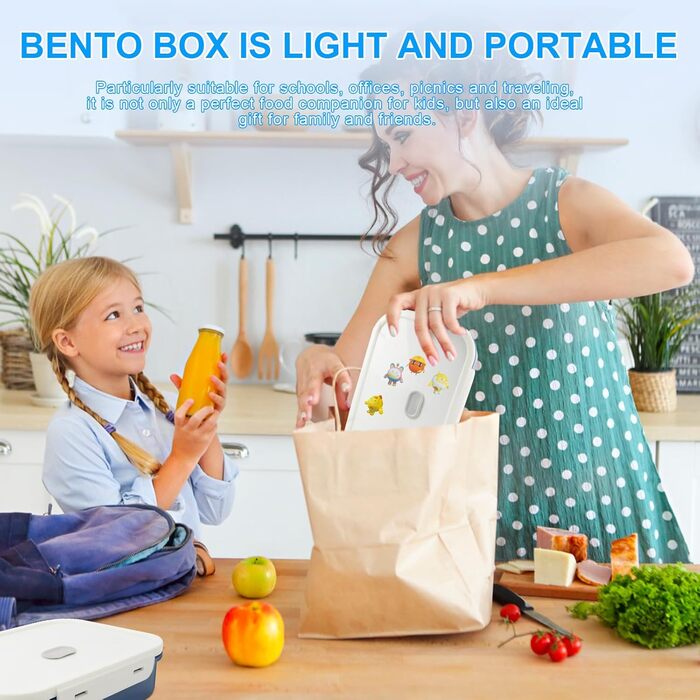 Ланчбокс дитячий з роздільниками 1400 мл, герметичний, з 4 відділеннями та приборами