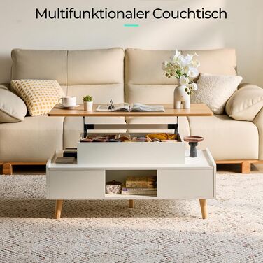 Журнальний столик з регульованою висотою та місцем для зберігання, стіл для вітальні з 2 великими шухлядами, диванний столик 60 x 100 см