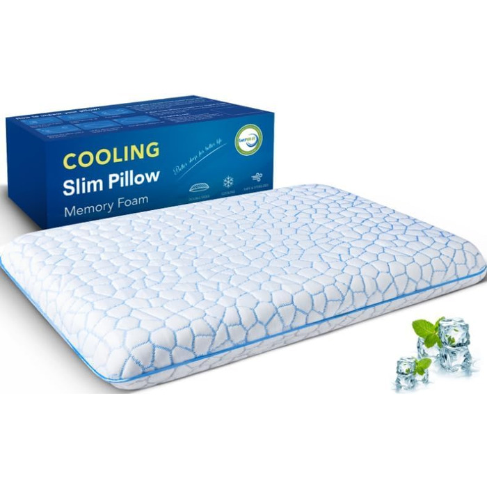 Ультратонка подушка для сну на животі 40x60 Плоска подушка для сну, охолоджувальна плоска ортопедична подушка висотою 2,25 дюйма, подушка з піни з ефектом пам&39яті для сну на животі та спині