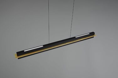 Стеля LED-підвіс Trio Leuchten Emerson 346710180, матовий чорний/золотий метал, 22 Вт LED, регульована висота, плавне налаштування кольору світла, 4-позиційний сенсор
