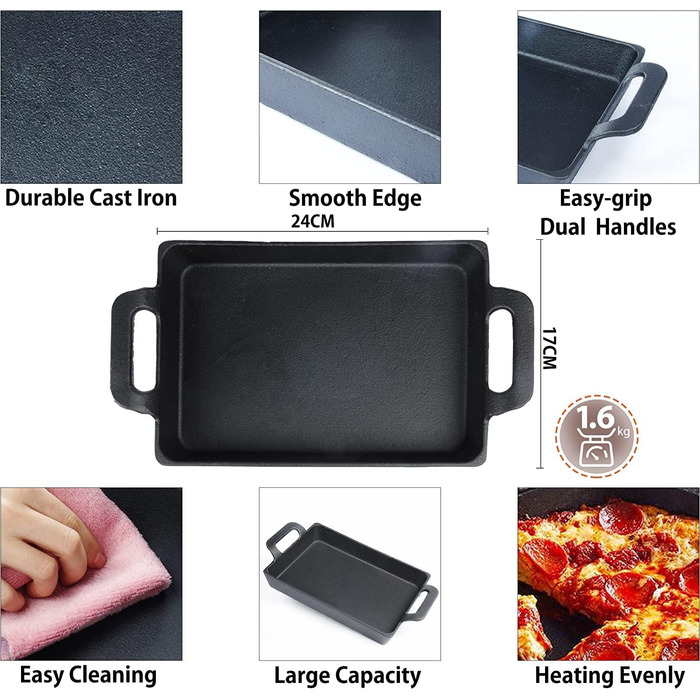 Чавунна сковорода Bestargot Camping, Hobo Cooker Кемпінгова плита Сковорода-гриль Чавунна сковорода, прямокутна чавунна сковорода