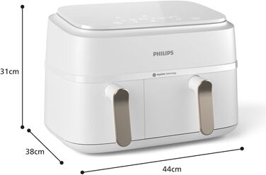 Аерофритюрниця Philips Airfryer 3000 Serie з двома кошиками, Білий, 9 л