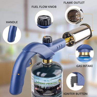 Потужний кухонний пропановий пальник Sondiko LMT905, пістолет-гриль, вогнеметний пістолет, стартер для багаття, запальничка для ву