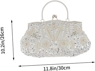 Вечірня сумочка-клатч з перлами, ручної роботи, багатоколірна, срібляста