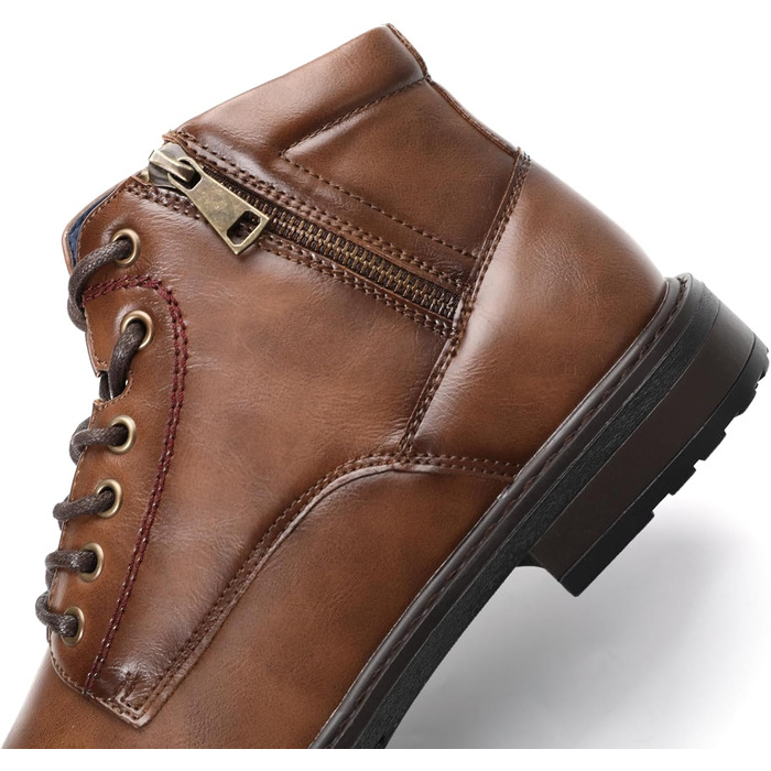 Чоловічі чоботи KNBR Класичні ботильйони зі шнурівкою та блискавкою для бізнесу, ділових поїздок коричневі 43 EU