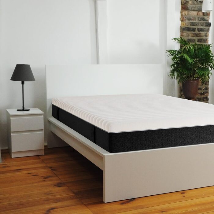 Матрац BMM 90x200 см easyone H3 середньої жорсткості/5-шарова гібридна система пружин Boxspring/Пружинна основа Pocket Springs у поєднанні з піною/Ергономічний 7-зонний матрац, висота 22 см/Матраци Вироблено в Німеччині 90 x 200 см